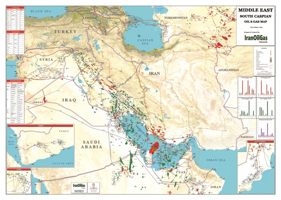 Middle East & South Caspian Oil & Gas Map