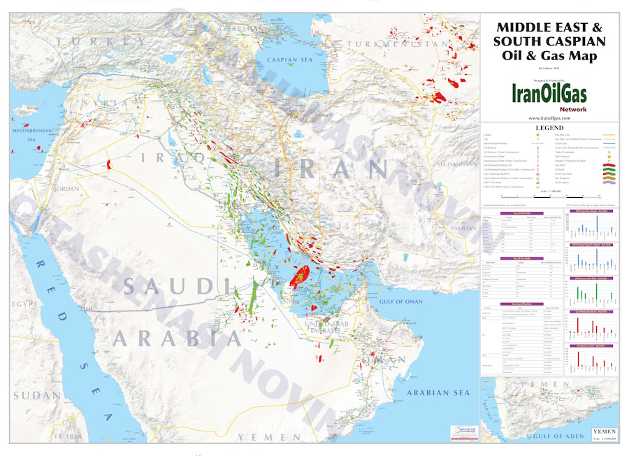 Middle East & South Caspian Oil & Gas Map